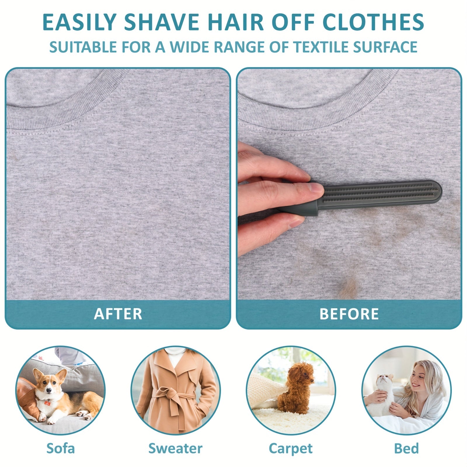 2-in-1 Pet Hair Removal Comb for Dogs and Cats