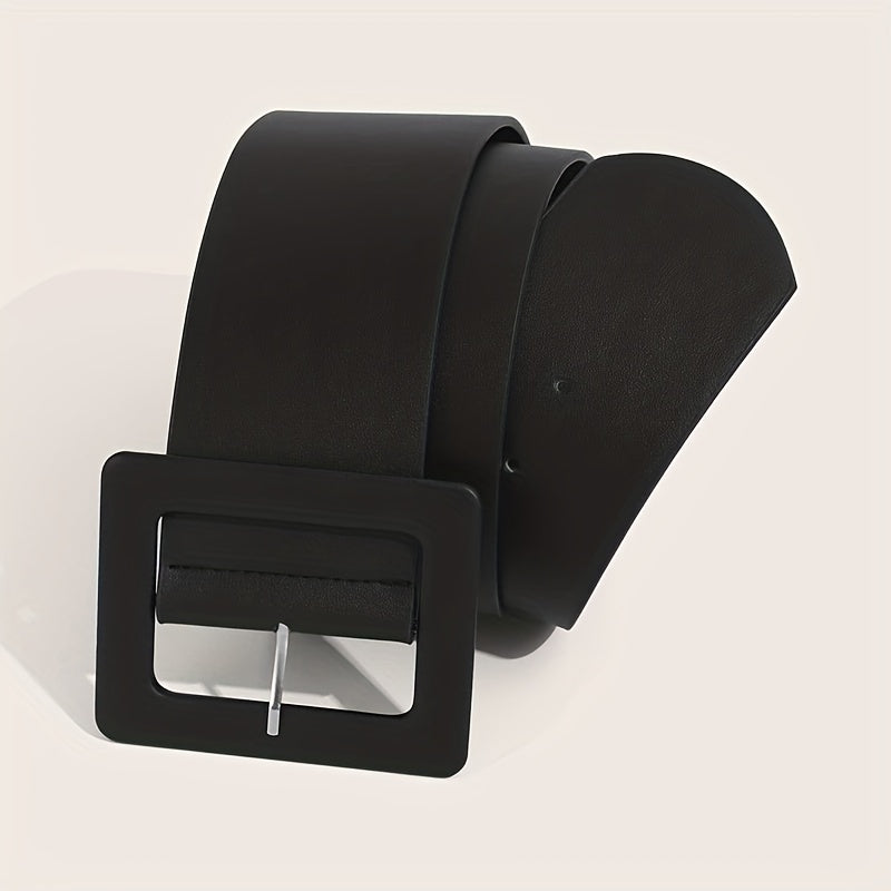  Wide PU Belt Square Buckle Women Coat Belt Dress Girdle