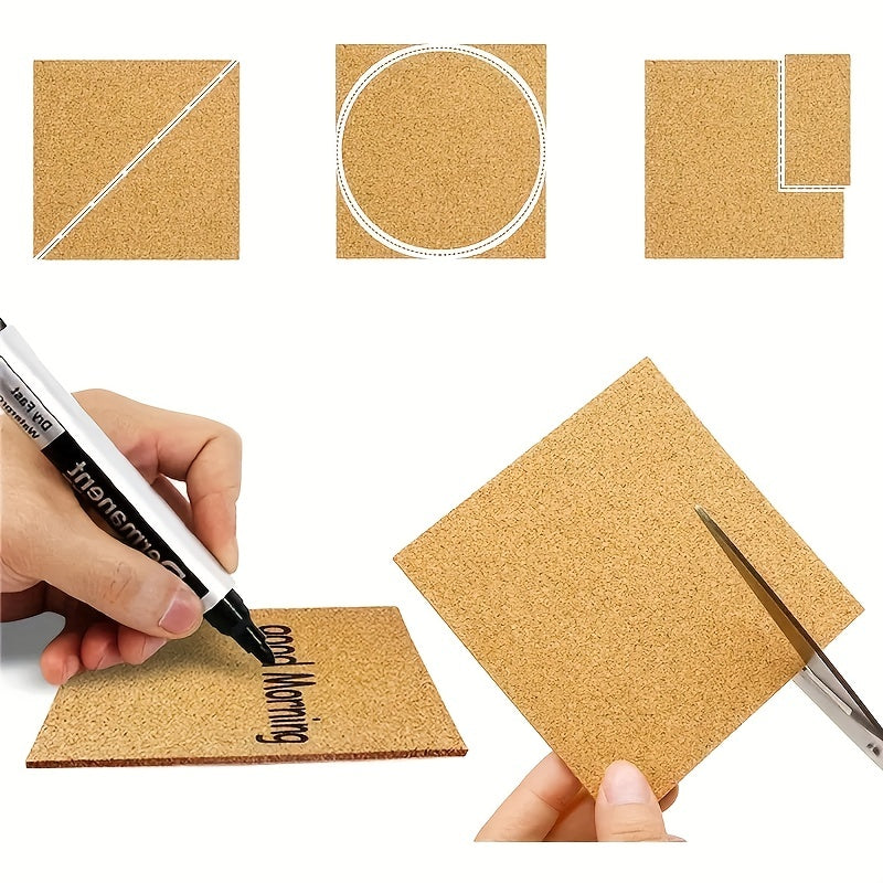 15pcs Self-adhesive Cork Coaster DIY Square Round Mat