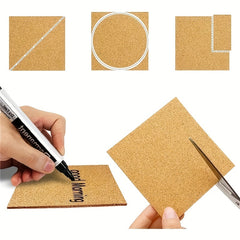 15pcs Self-adhesive Cork Coaster DIY Square Round Mat