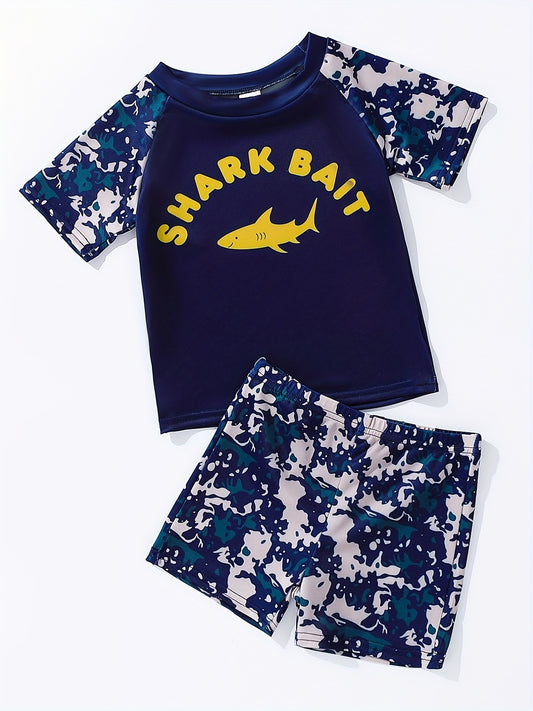 Boys Shark Bait Swim Set Trunks & Tops for Beach Vacation
