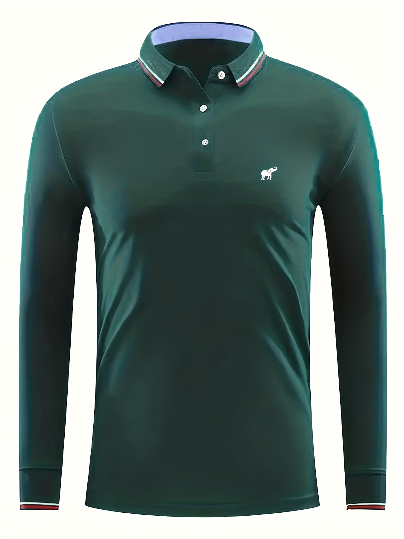 Elephant Print Men's Casual Button Up Long Sleeve Lightweight Polo Shirt