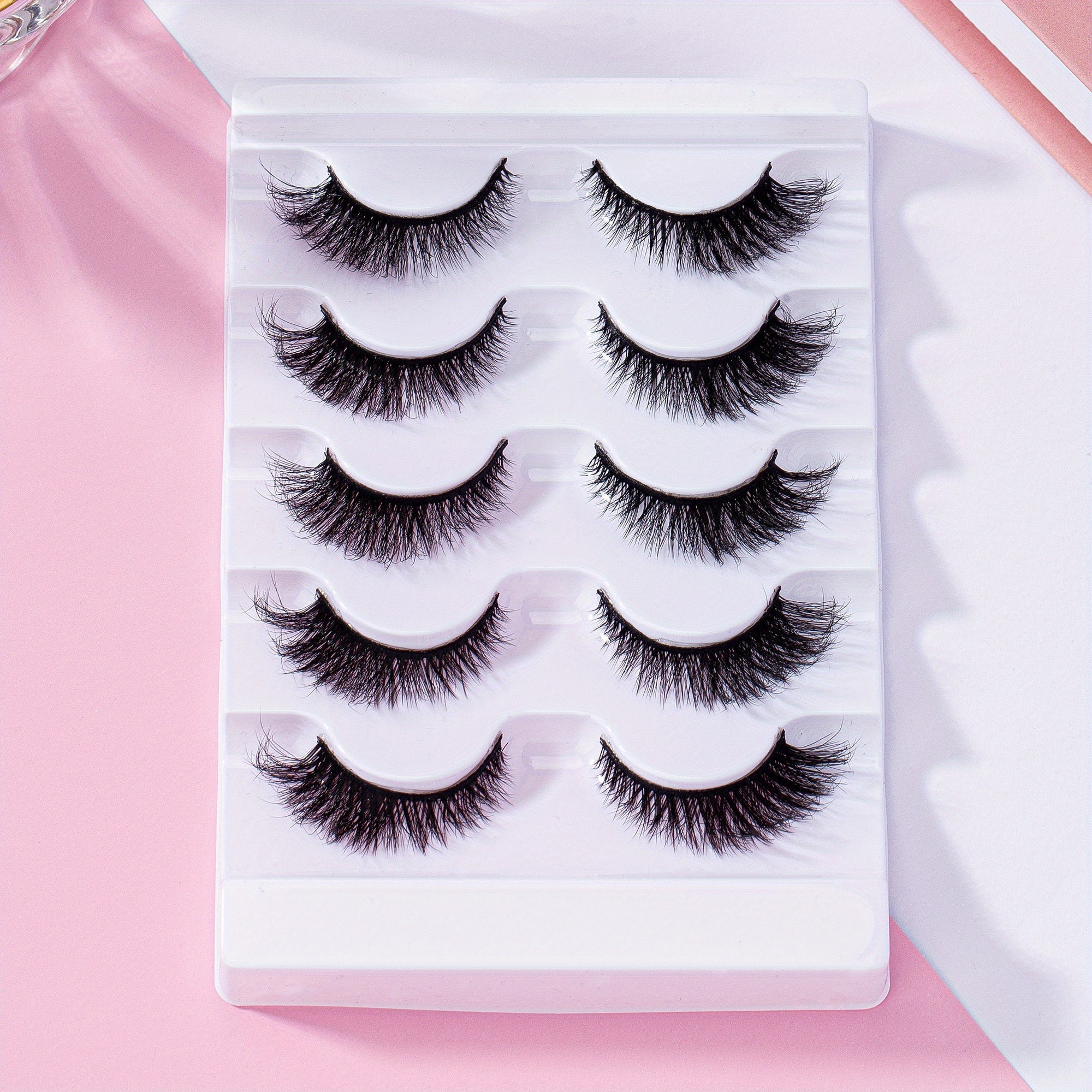 5 Pairs Faux Mink Eyelashes Fluffy Soft Cat Eye Shape