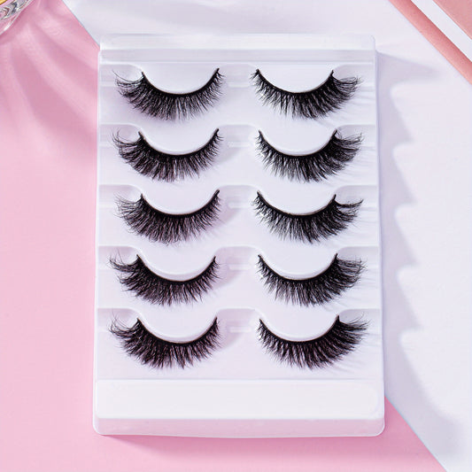 5 Pairs Faux Mink Eyelashes Fluffy Soft Cat Eye Shape