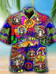 Flamingo Cowboy All Over Print Men's Casual Hawaiian Shirt