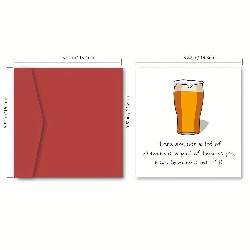 Funny Beer Birthday Card For Men & Women - Humorous Friendship Greeting Card