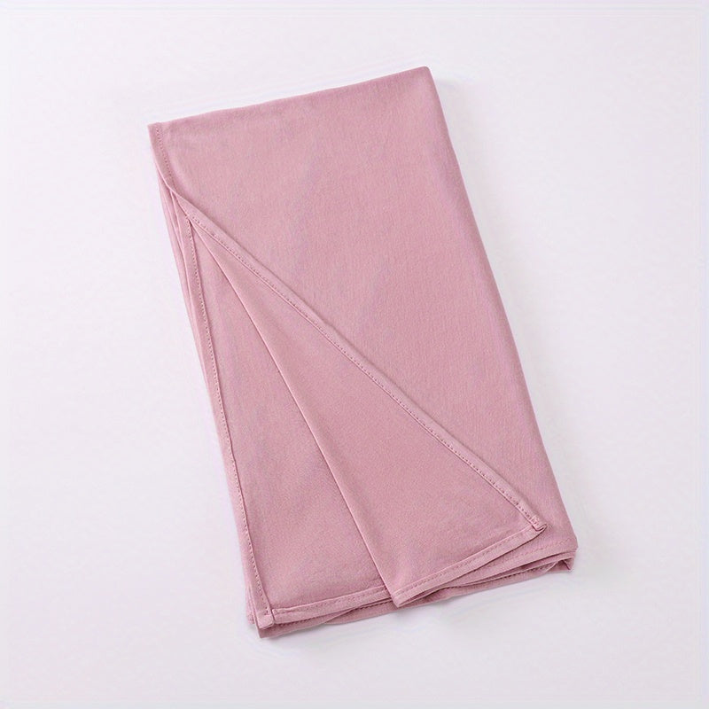 Long Hijab Solid Scarf Elastic Turban Large Shawl Bandana for Women