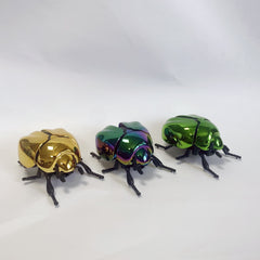 Spring Driven Beetle Toy with Articulated Wings for Home Garden Car