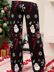  Christmas Pants Women's Plus Gift & Snowflake Print Elastic Drawstring