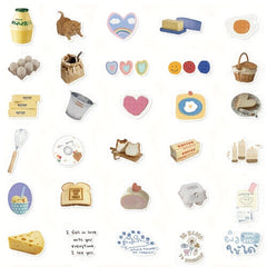 63pcs Butter Bread Stickers for Phone Laptop Waterproof Stickers