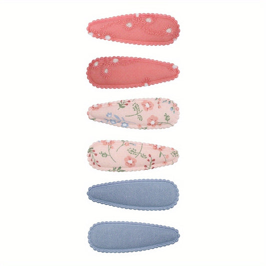 Boho Floral Bow Hair Clip Set for Baby Girls