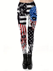 Graphic Print Skinny Leggings Casual Stretchy Leggings