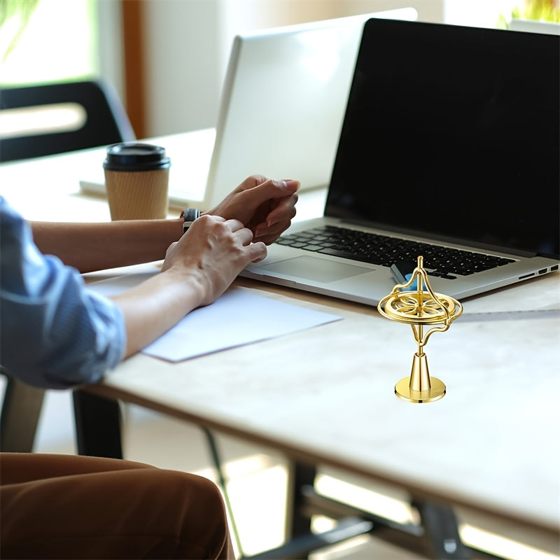 Metal Gyroscope Spinning Top Keychain Educational Desk Decor