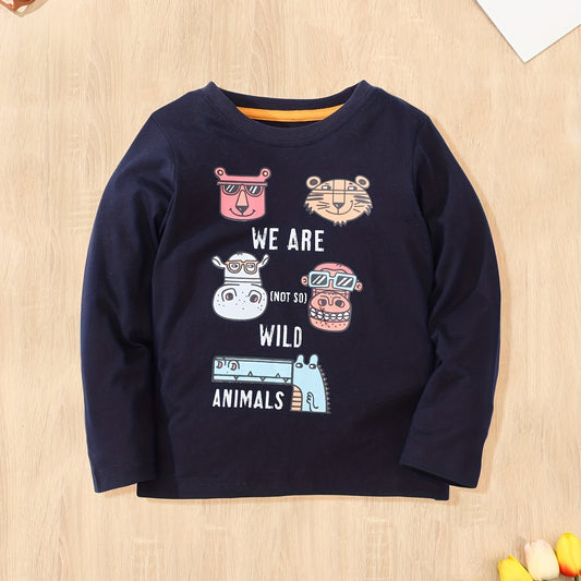 Boy's Wild Animals Print Long Sleeve T shirt