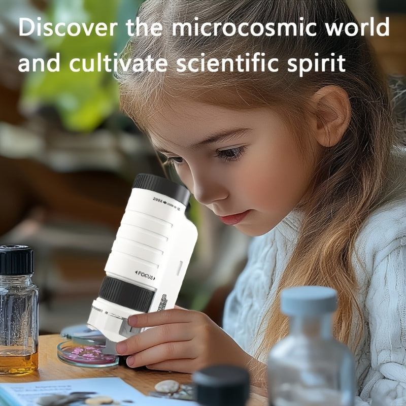 Kids' 3-in-1 Portable Microscope 200X Magnification Educational Toy