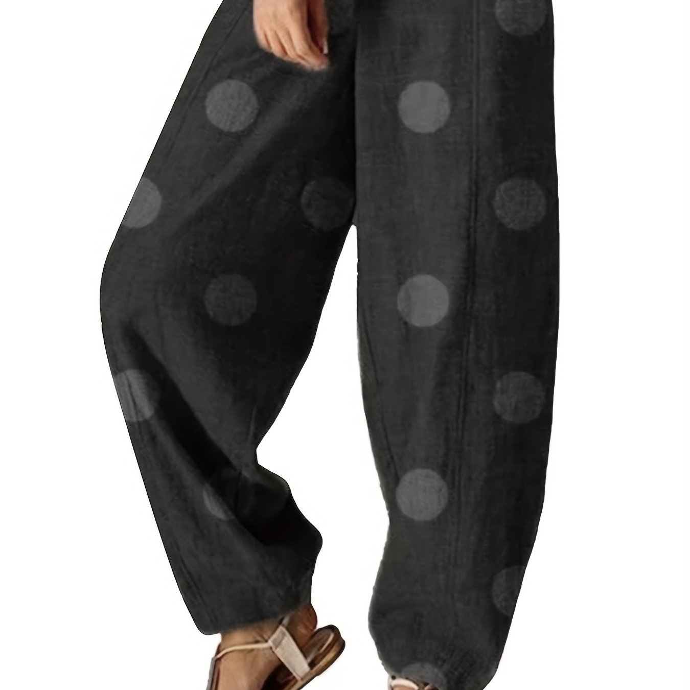  Dot Print High Rise Stretch Pants