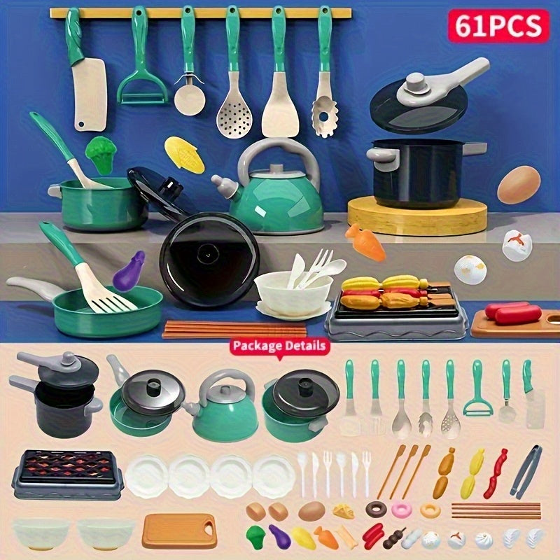 Kids Mini Kitchen Toy Set with Pot and Pan - Green