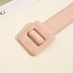 Women Velvet Girdle Woollen Square Buckle Suede PU Belt