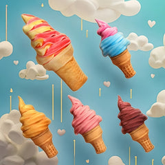 Set of 5 Cartoon Ice Cream Cone Plush Dolls - Realistic Toy for Kids