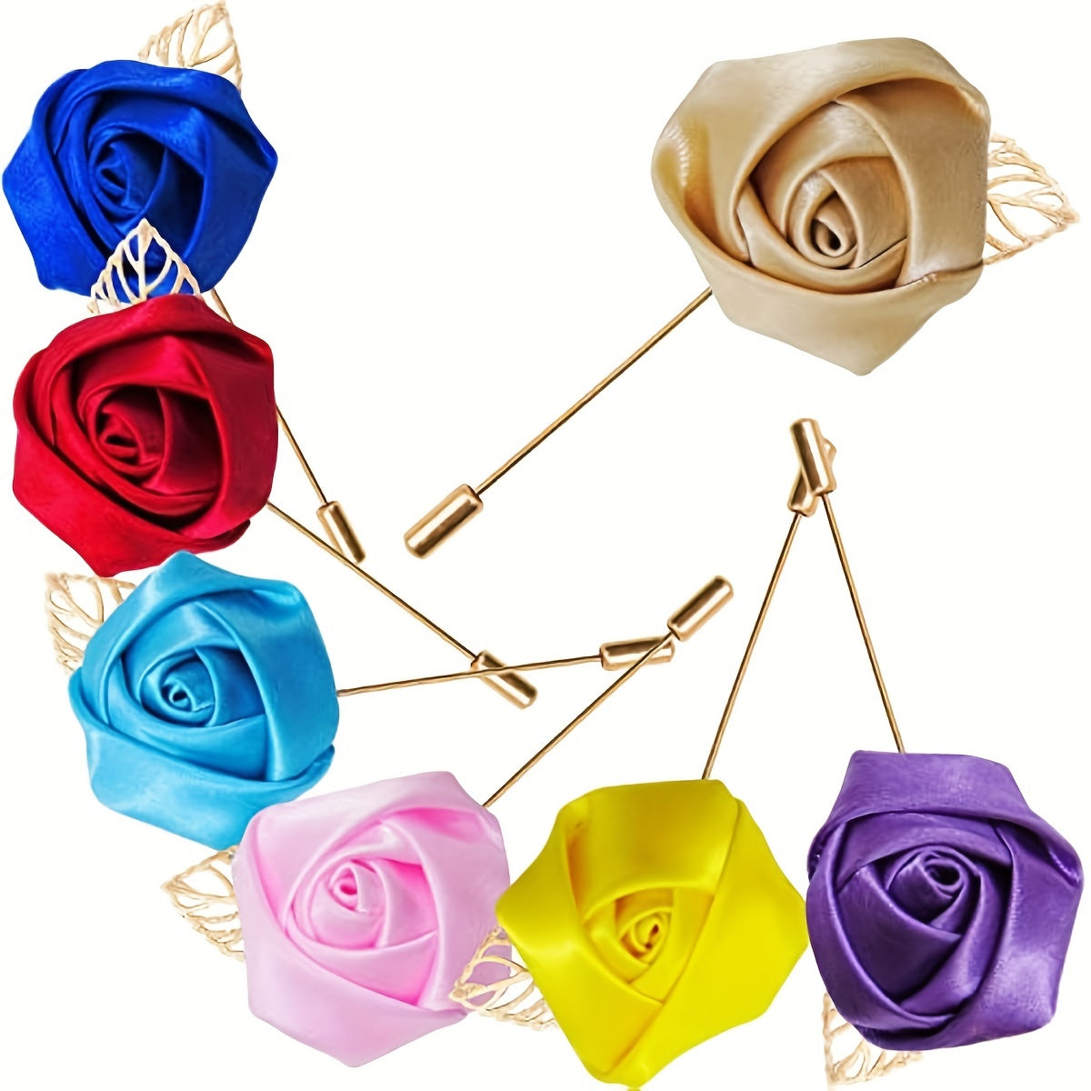 HAOSHICS 3Pcs Artificial Rose Flower Pins For Men Groom Suit Lapel