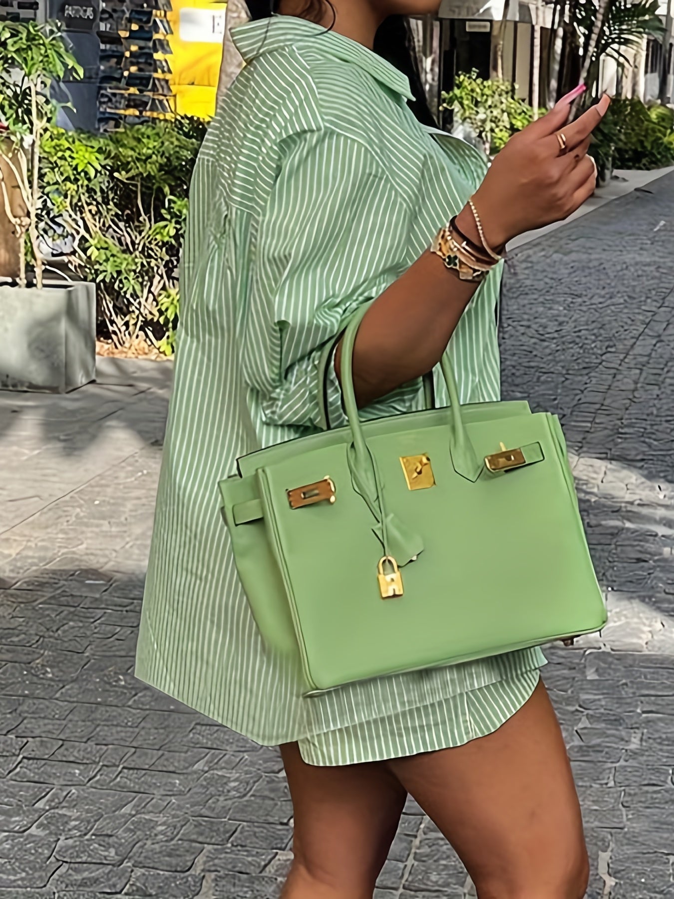Striped Two Piece Shirt & Shorts Set for Women