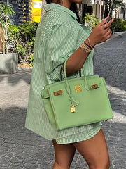 Striped Two Piece Shirt & Shorts Set for Women