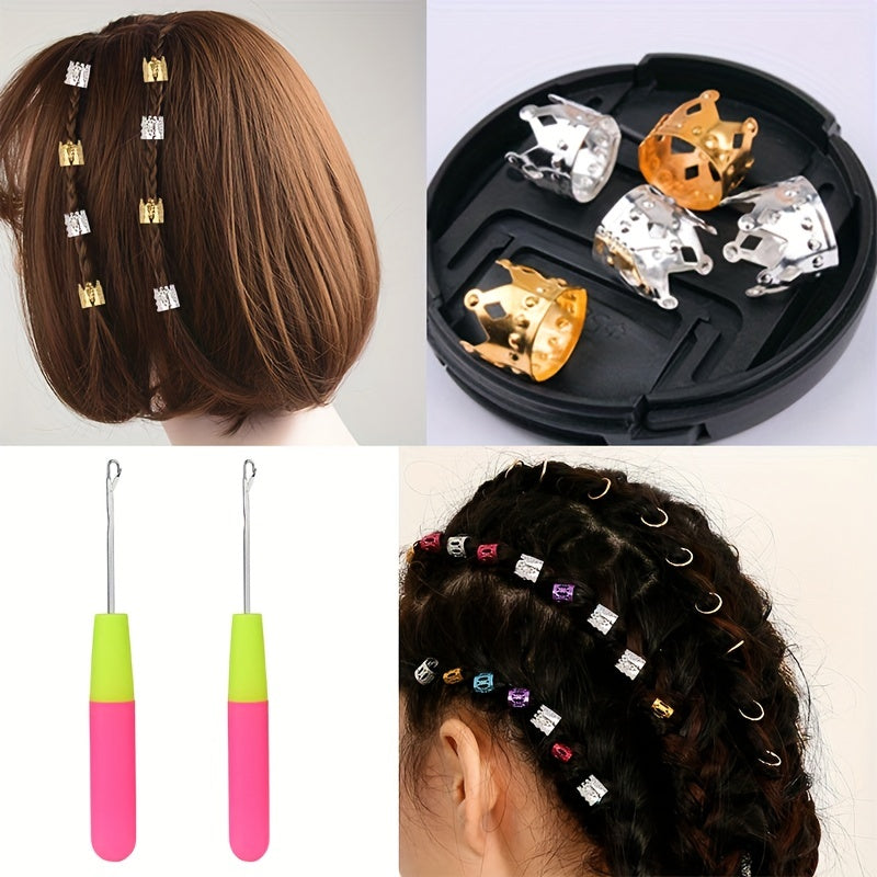 Dreadlocks Tool Set 12pcs Crochet Hooks 40pcs Hair Rings