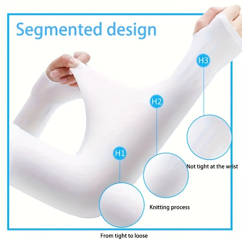 Elastic Extended Ice Sleeve UV Protection Gloves Solid Fingerless Gloves