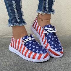 4th of July Women's Flag Pattern Canvas Slip On Loafers