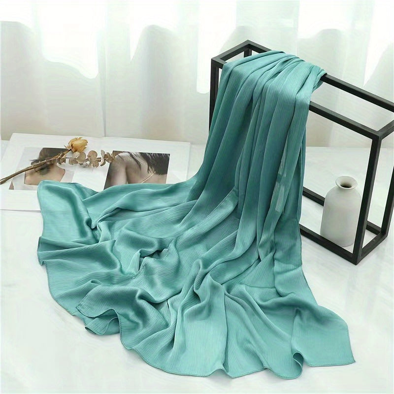 Silk Yarn Scarf Solid Chiffon Hijab Soft Breathable Headscarf