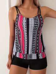Striped & Polka Dot Tankini Set High Stretch Two Piece Swimsuit