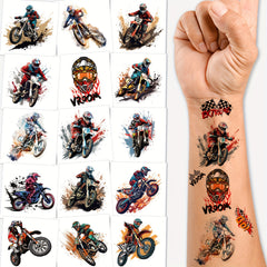 10pcs Dirt Bike Temporary Tattoos for Birthday Parties & Racing Stickers