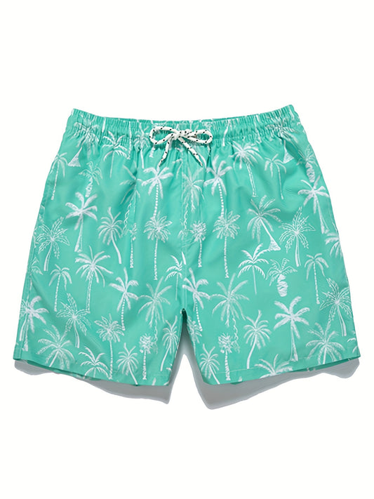 Men's Quick Dry Hawaiian Board Shorts Coconut Tree Swim Trunks