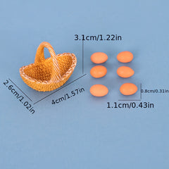Dollhouse Miniature Chicken Egg Basket for Kitchen Scene Model