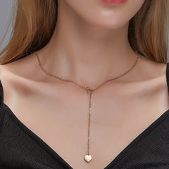 Personality Love Pendant Necklace Y Shaped 14K Plated Jewelry Gift