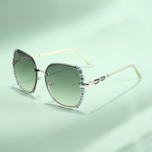 Oversized Butterfly Sunglasses with Rhinestone Decor
