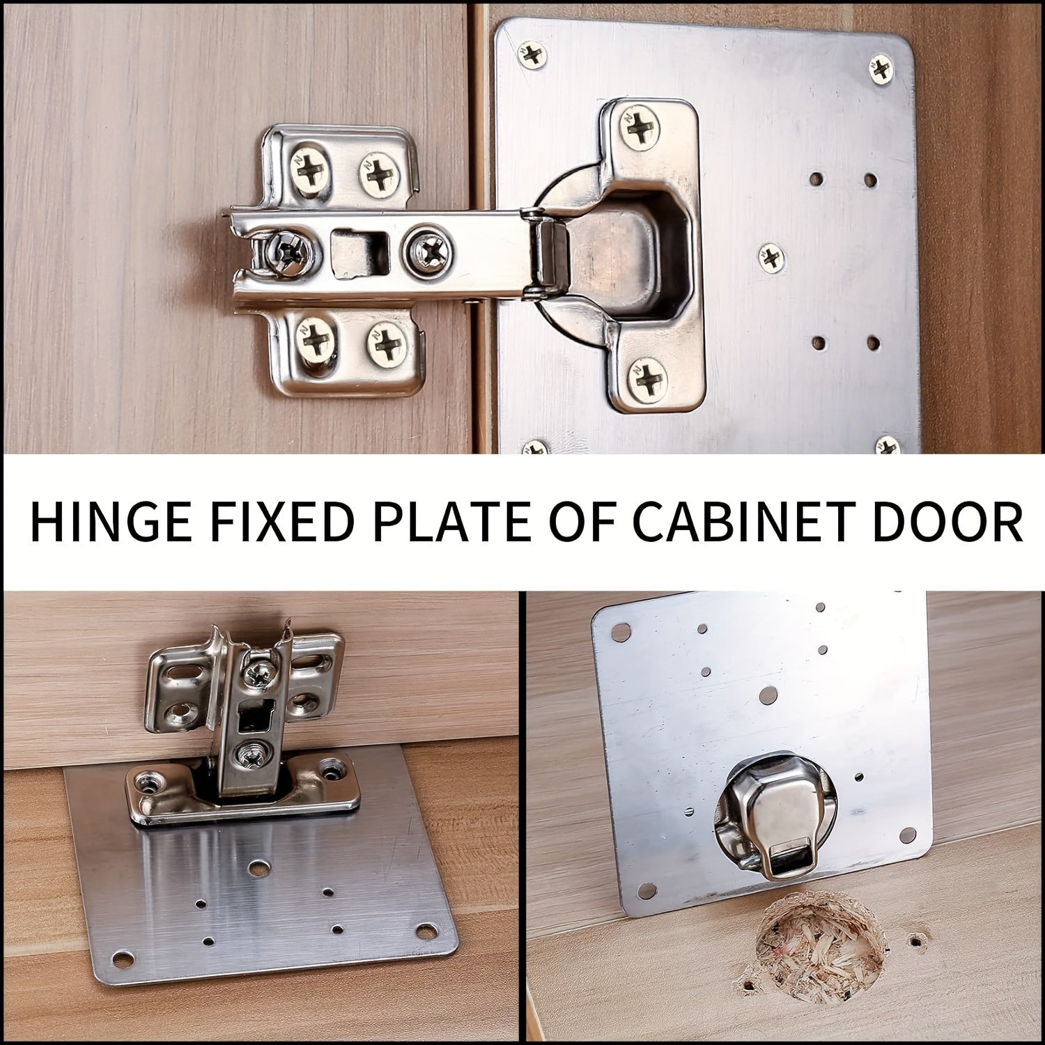 2pcs Stainless Steel Cabinet Hinge Repair Plate with Mounting Screws