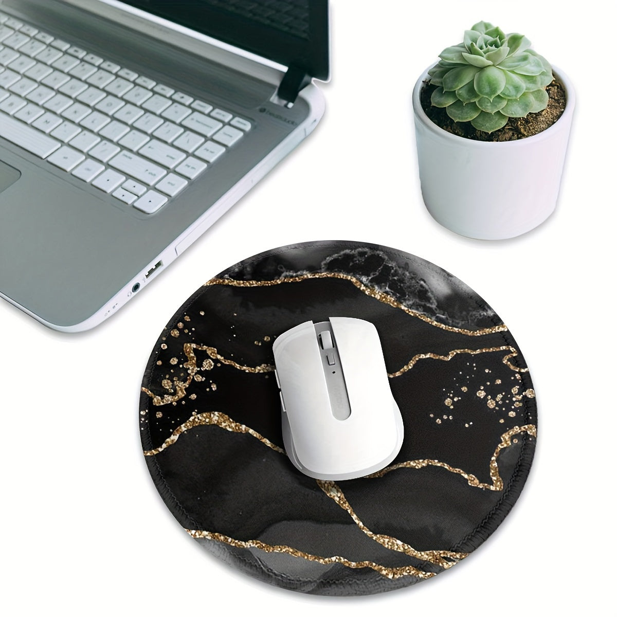 Marble Pattern Round Mouse Pad Non Slip Rubber Base Mousepad