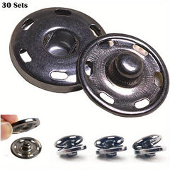 30 Sets Sew On Snap Fastener Metal Buttons for Sewing Clothing