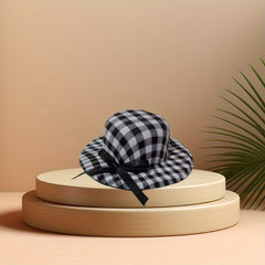 3pcs Grid Bow Hat Small Top Hat with Bow DIY Craft Doll Accessories