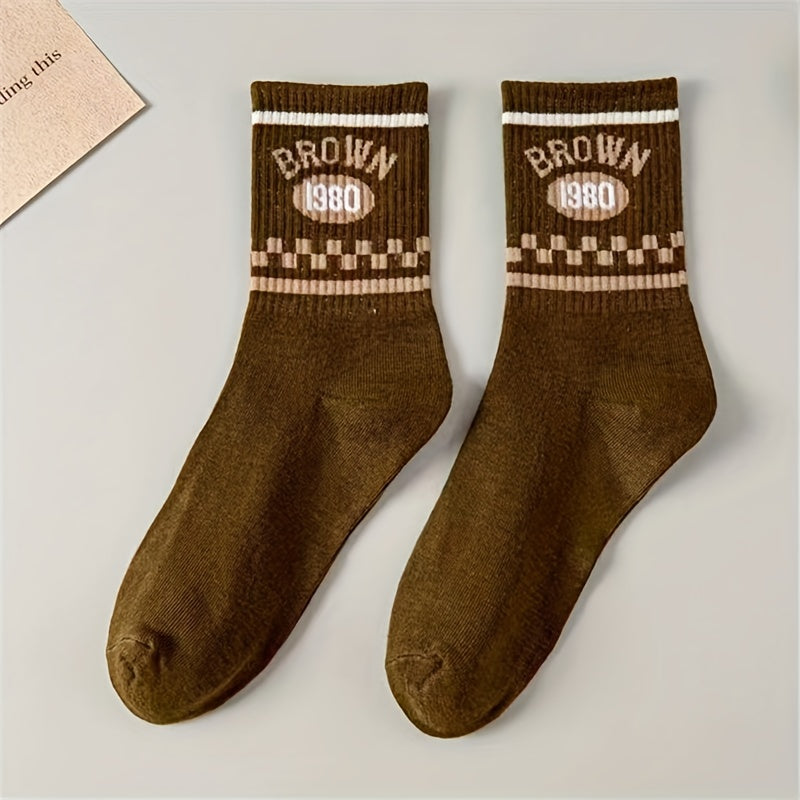 5 Pairs Letter Print Socks for Women