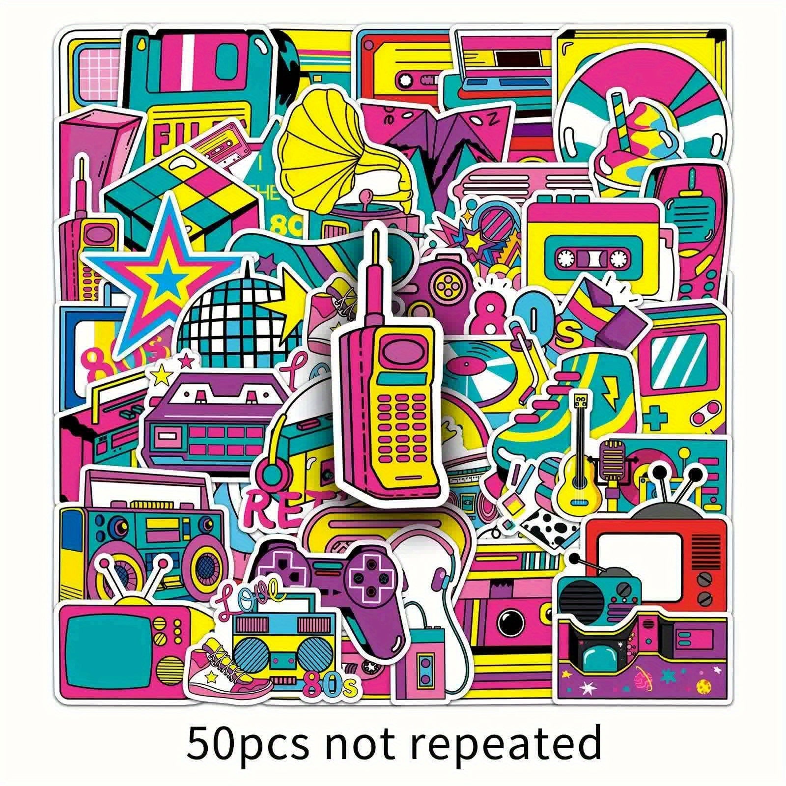 50pcs 80s Cartoon Graffiti Stickers Aesthetics Water Bottle Laptop Phone Decals