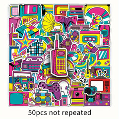 50pcs 80s Cartoon Graffiti Stickers Aesthetics Water Bottle Laptop Phone Decals
