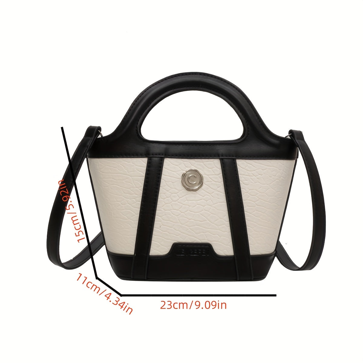 Small Satchel Crossbody Bucket Bag PU Leather Textured Bag Purse Classic