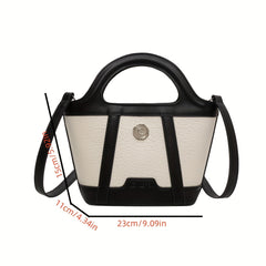 Small Satchel Crossbody Bucket Bag PU Leather Textured Bag Purse Classic
