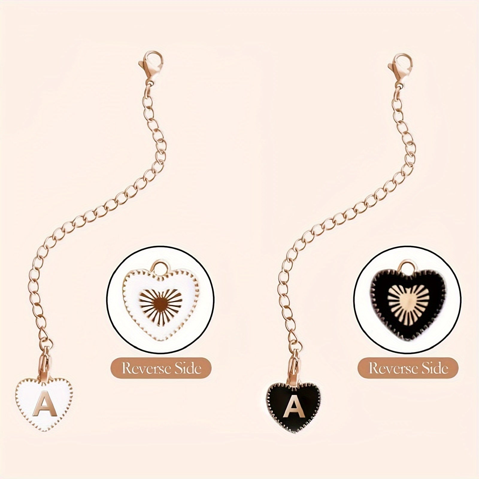 2pcs Initial Letter Cup Handle Charms Heart Shape Identification Pendants