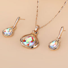 Water Drop Pendant Necklace & Earrings Set for Women/Girls