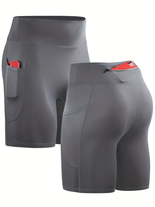 Men's Quick Dry Sports Shorts With Pockets High Stretch Compression Pants