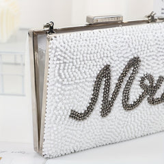 Beaded Box Evening Bag Chain Shoulder Prom Purse Women's Mini Clutch Bag