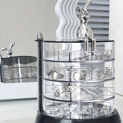 Round Rotating Jewelry Storage Box Multilayer Desktop Display Case